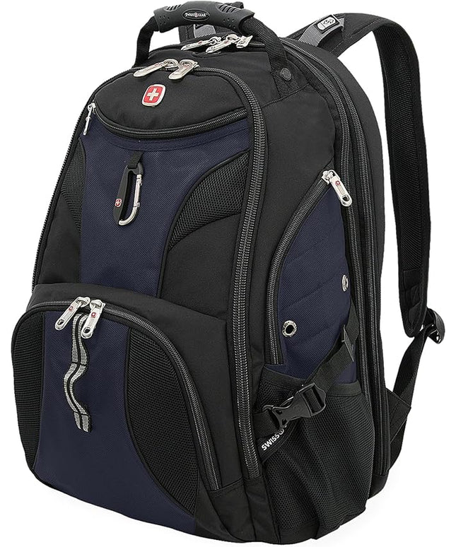 SwissGear 1900 ScanSmart 17” Laptop Backpack Blue/Black – Reflective Tech Backpack with ScanSmart Compartment – Multiple Organizer Pockets & RFID Scan Blocking Technology
