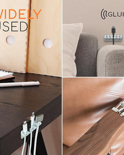 GLUIT Adhesive Desktop Cable Organizer Versatile Cord Holders Wire Clips and Cable Holder Cord Organizer for Desk Table Accessories Office Spaces New Grey 5 Pack