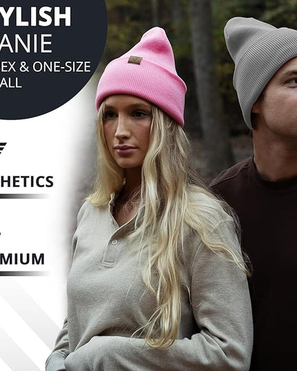 Urban Effort Beanie for Men Women – Warm Acrylic Unisex Knit Winter Hats for Men, Soft Stretch Fit, Classic Streetwear Style
