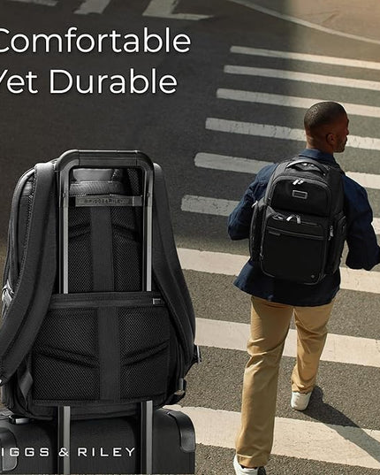 Briggs & Riley Medium Cargo Backpack for Women & Men - Laptop Backpack, For Work & Travel, Lightweight & Durable, Padded Straps, Fits up to 15" Laptop - @work Collection, Black