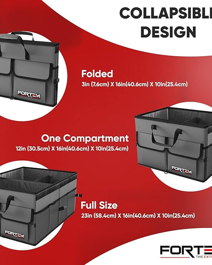 FORTEM Trunk Organizer For SUV Car Trunk Organizer, Foldable Storage, Car Accessories for Women Men, Collapsible Bag, Perfect Christmas Gifts, 600D Oxford, Non Slip Bottom, Straps, Soft Cover (65L)