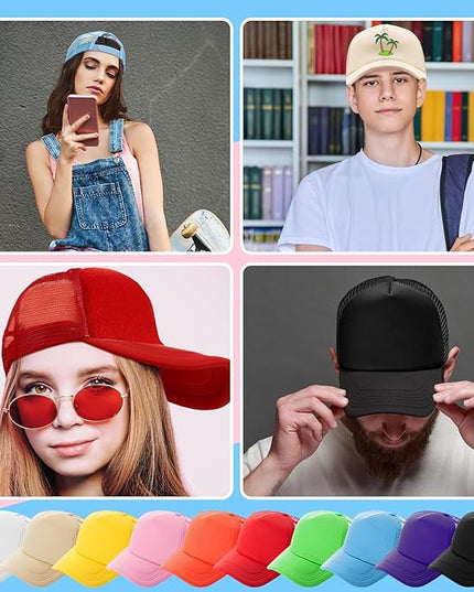 Hercicy 40 Pack Sublimation Blank Trucker Hat Bulk Baseball Cap Adjustable Mesh Unisex Polyester Hat Heat Transfer