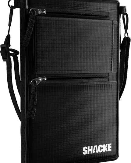 Shacke Hidden Travel 2 in 1 Belt Wallet Black Neck/Belt Hybrid Wallet w/RFID Blocker - Neck Pouch Passport Holder