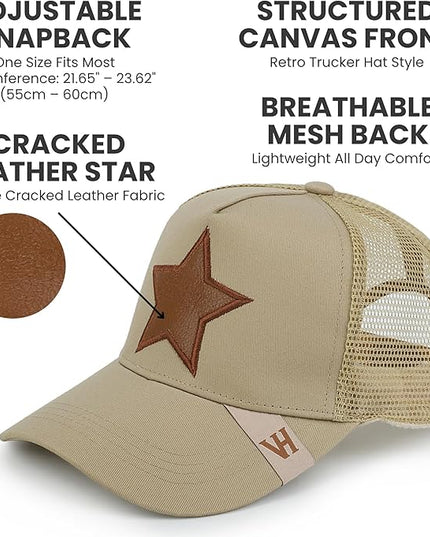 VINTAGE HAVANA Trucker Hats Women | Mesh Adjustable Snapback Hat | Men & Women Cute Trendy Fashion Baseball Cap