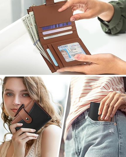 yiijay Small Wallet for Women RFID Blocking Tassle Bifold Slim Thin Leather Wallet Credit Card Holder Wallet Ladies Mini Wallet with Widened Zipper Pocket