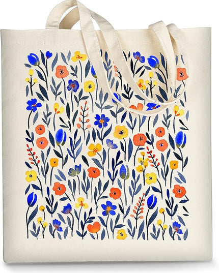 AUSVKAI Canvas Tote Bag for Women, Aesthetic Cute Grocery Grocery Reusable Cotton Gift Bag for Shooping Beach Trendy Gifts
