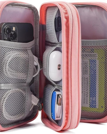 Electronic Organizer Travel Cable Accessories Bag, Electronic Organizer Case, Electronic Accessories Organizer Bag for Power Bank, Charging Cords, Chargers, Mouse, USB Cable, Earphones (Light Pink)
