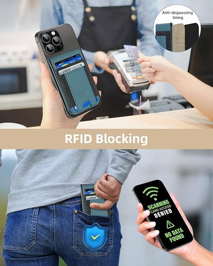 HiWe for MagSafe Wallet Stand with Find My, Anti-Lost Strongest Magnetic Wallet for iPhone 17/16/15/14/13/12 Series, 9 Cards Holder, Leather RFID, Dark Blue