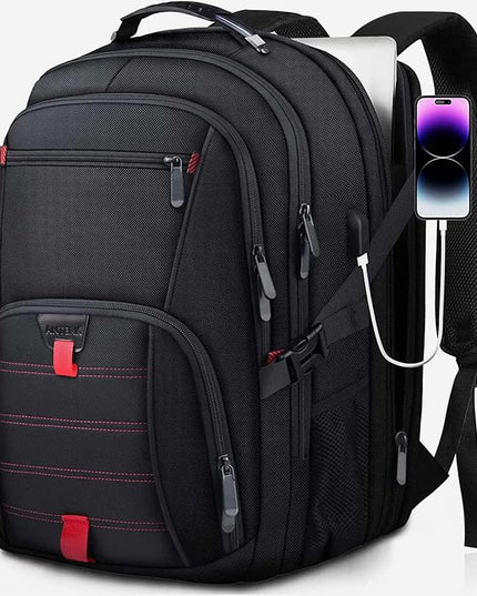 Extra Large Backpack, 18.4 Inch Travel Laptop Backpacks for Men Women with USB Port, 55L Anti Theft Water Resistant College Bussiness TSA Airline Approved Work Computer Backpack, Black