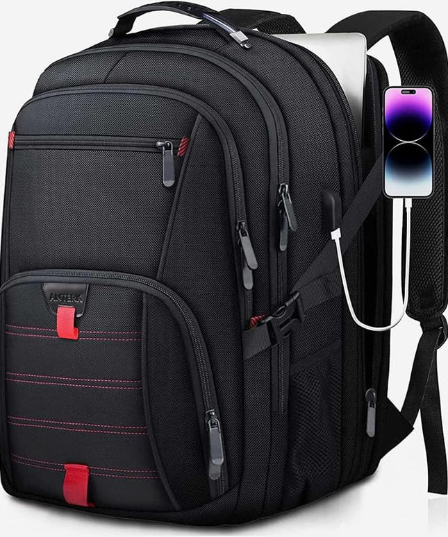 Extra Large Backpack, 18.4 Inch Travel Laptop Backpacks for Men Women with USB Port, 55L Anti Theft Water Resistant College Bussiness TSA Airline Approved Work Computer Backpack, Black