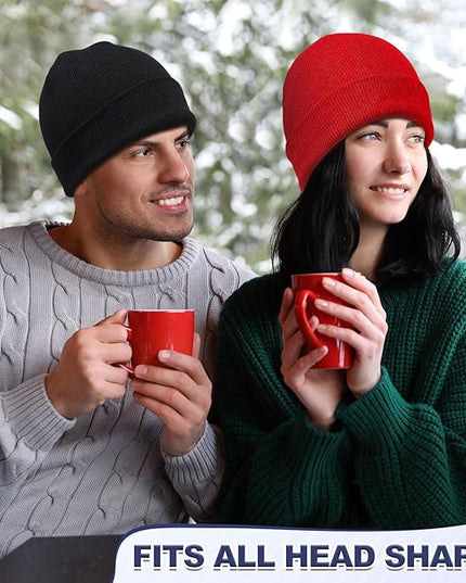 Winter Beanie Hats Bulk for Women Men Cozy Knitted Cuffed Skull Cap Soft Ski Hat for Homeless Gift Donation