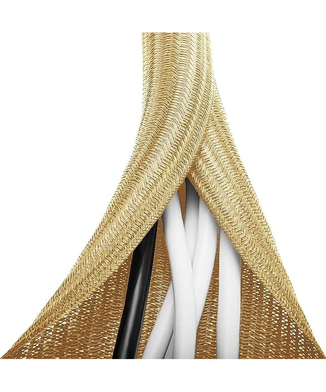 6.6ft - 1 inch Gold Cable Sleeve, Cable Organizer for Desk PC TV Computer, Wire Protector Cable Wrap Cover, Cord Management for Home Office