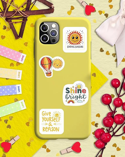 100Pcs Small Sun Stickers and Decals -Sunshine Stickers for Water Bottle - Sun Party Supplies & Decorations - Sunshine Gifts - Gift for Women & Men