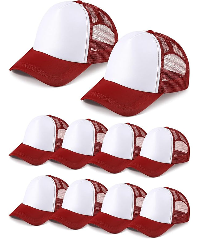10 Pcs Sublimation Blank Trucker Hats Bulk Mesh Baseball Cap Polyester Mesh Trucker Hat for Men and Women
