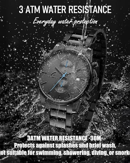 Stylish Stainless Steel Chronograph Watches for Men with a Hefty, Solid-Build Feel — Waterproof Quartz Mens Watches with Auto Date & Second Subdials, Valentines Day Gifts for Him, Boyfriend, Husband, Dad