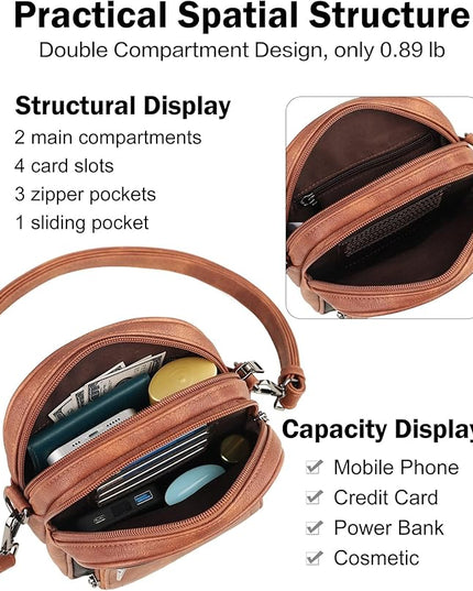 FADEON Small Purses for Women Crossbody Bags, Designer PU Leather Mini Cross Body Purse Travel Shoulder Bag Card Slots