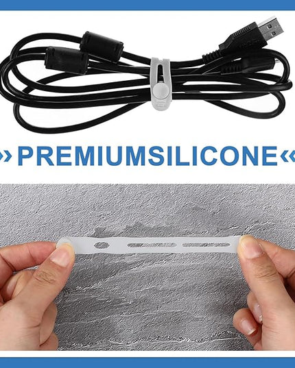 42 Pcs Silicone Cable Ties Reusable Cord Straps Multipurpose Elastic Cable Organizer for Bundling Fastening Earphone Phone Charger Home Office School(Gray,3.15 Inch)