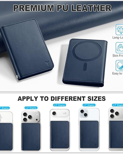 TUCCH for Magsafe Card Holder with Clear ID Window, Fit 6 Cards, RFID Blocking PU Leather Men Women Magnetic Phone Wallet for iPhone 17/16/15/14/13/12/Plus/Air/Pro/Pro Max Series, Blue