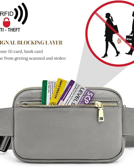 S-ZONE Fanny Packs for Women Genuine Leather RFID Blocking Crossbody Bags Purses Sling Waist Chest Bag Gifts Travel Running Adjustable Strap Men
