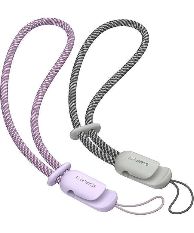 SURPHY 2 Pack Phone Lanyard for Cellphone Case, Phone Wrist Strap for Case, Cellphone Strap with 2-Color Braided, Charm Wrist Lanyard for Women and Men, Lilac & Gray