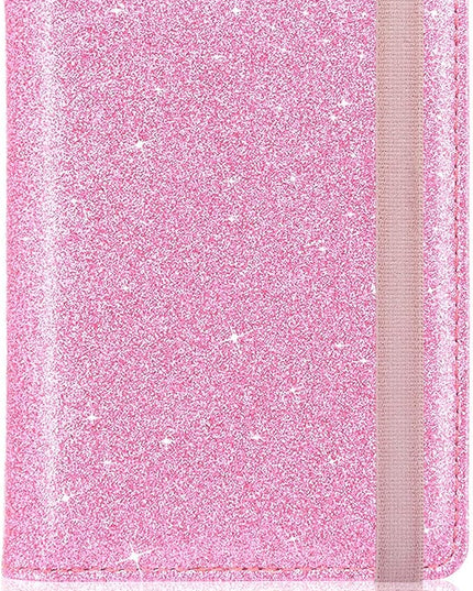 ACdream Passport Holder Cover, Leather Travel Wallet Case, RFID Blocking Document Organizer Protecrtor, with Slots for Credit Cards, Boarding Pass, for Women and Men, Glitter Pink