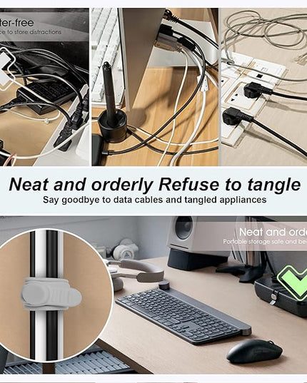 Nearockle Silicone Cable Ties Cord Organizer for Cable Management, 16PCS 4.2" and 7.1" Reusable Cable Organizer Electronic Accessories for Home, Office, Kitchen, School, Travel (Grey)