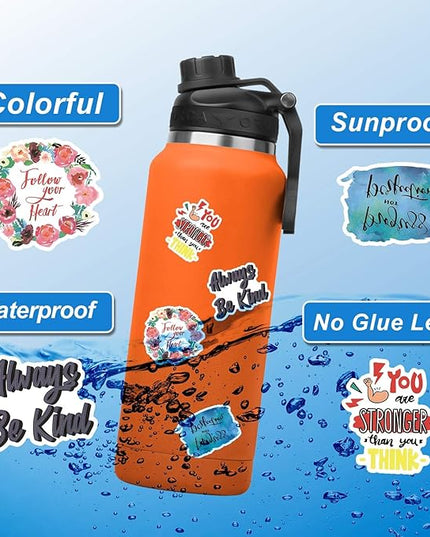 100pcs Inspirational Stickers, Motivational Quote Sticker for Water Bottle Adults Women Teen Boy Girl, Affirmation Stickers, Vinyl Positive Stickers Decals for Laptop Journal Computer Phone Case