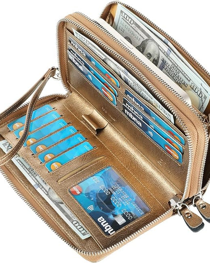 Lavemi Small Compact Women Wallet RFID Blocking Genuine Leather Bifold Purse with ID Windows