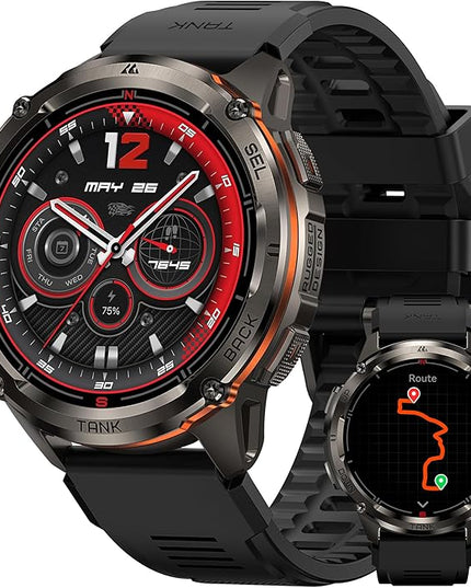 KOSPET Tank T3 Ultra 2 Smart Watch for Men GPS, Extra-Long Battery, Full Stainless Steel Body Rugged Smartwatch with Bluetooth Calling, 1.43" AMOLED Display, Pressure&Altitude&Compass
