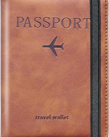 Passport Holder for Travel,Passport Holder with Card Slots Holder,Passport Case,Passport cover for Women and Men,Passport Wallet Travel Essentials and Accessories (Elastic, Brown)