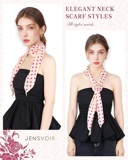 Chiffon Scarf for Women, Removable Flower Neck Scarf Light Soft Fashion Rose Scarves Versatile Headband or Hair Band
