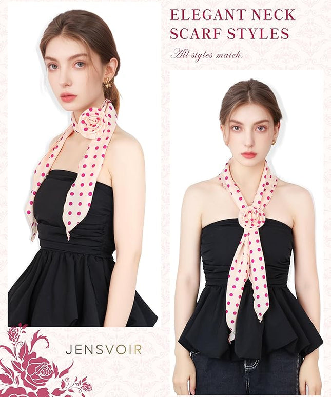 Chiffon Scarf for Women, Removable Flower Neck Scarf Light Soft Fashion Rose Scarves Versatile Headband or Hair Band