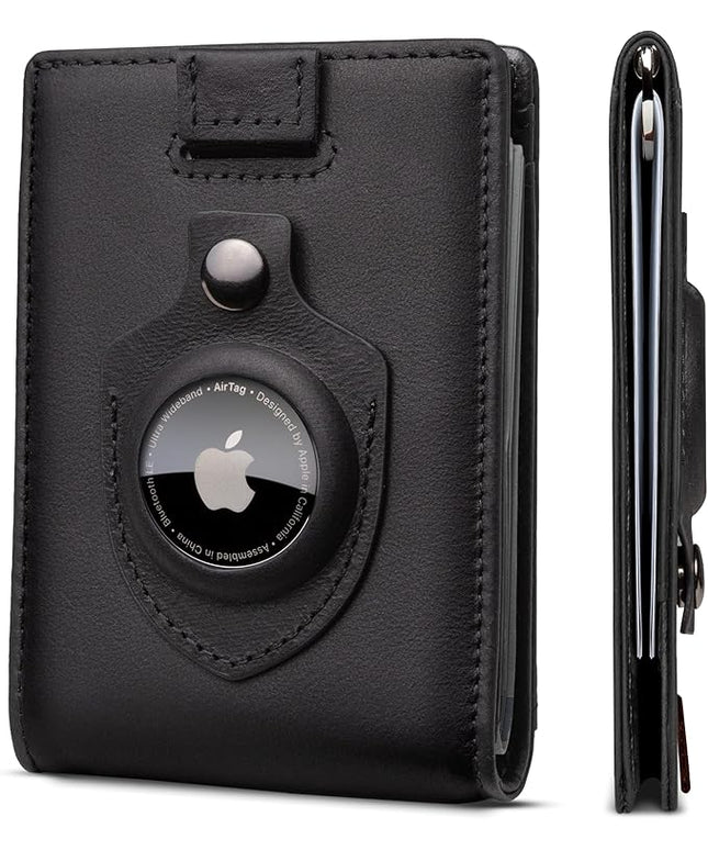 SERMAN BRANDS RFID Blocking Slim Bifold Genuine Leather Minimalist Front Pocket Wallets for Men with Money Clip Thin Mens