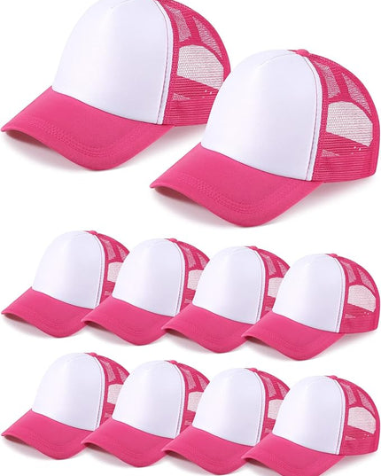 10 Pcs Sublimation Blank Trucker Hats Bulk Mesh Baseball Cap Polyester Mesh Trucker Hat for Men and Women