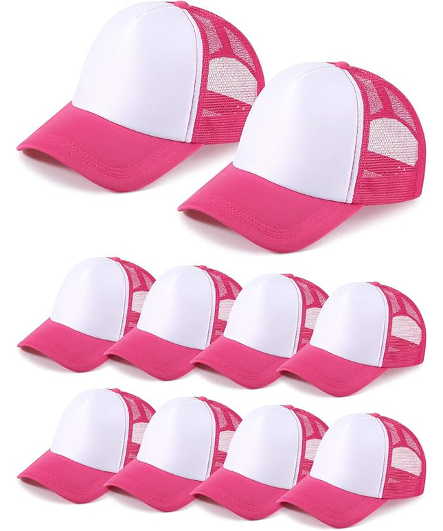 10 Pcs Sublimation Blank Trucker Hats Bulk Mesh Baseball Cap Polyester Mesh Trucker Hat for Men and Women