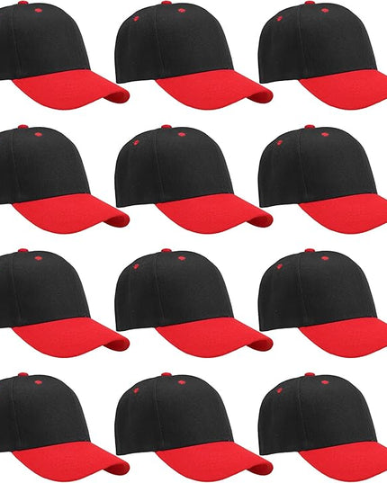 Falari Wholesale Bulk Lot 12-Pack Baseball Cap Adjustable Size Plain Blank Solid Color