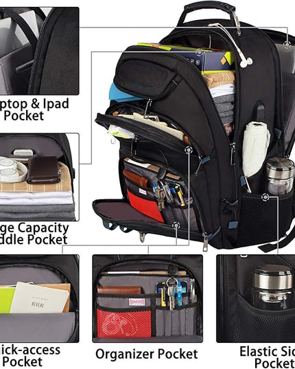 Laptop Backpack, Blue, 55L Capacity, TSA Approved, Multipurpose, Convenient USB Port, Comfortable Back Design, Durable Polyester Fabric