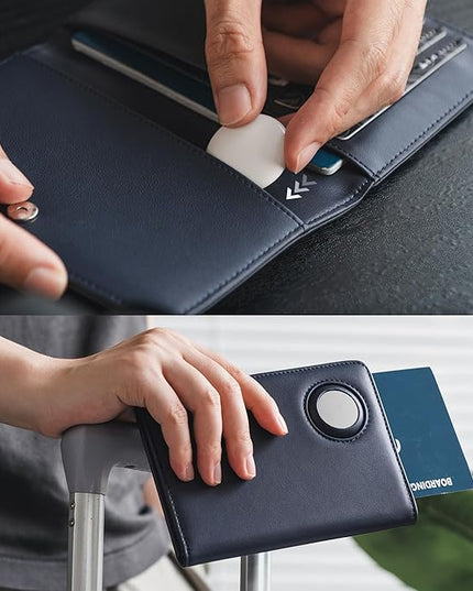 VULKIT Passport Holder with Airtag Slot, Premium Nappa Leather, RFID Blocking Airtag Passport Wallet