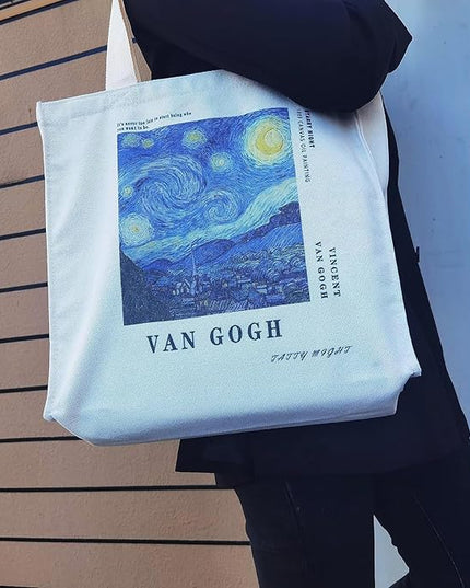 BROADREAM Aesthetic Canvas Tote Bag for Women, Vintage Reusable Book Tote Bag with Inner Zipper Pocket