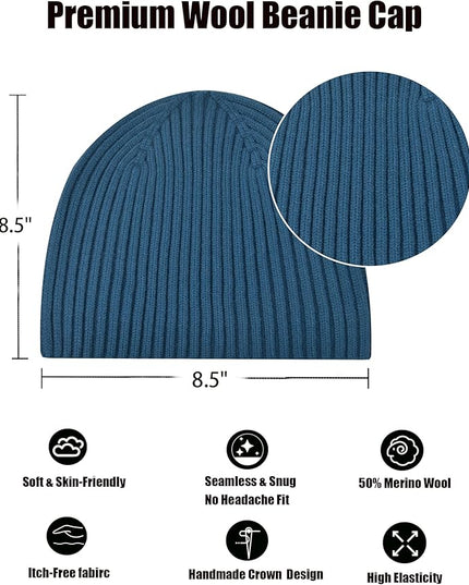 choshion Wool Knit Fisherman Beanie Hat for Men Women,Cuffless Warm Short Cuff Beanies Toboggan Ski Hats Winter Skull Cap