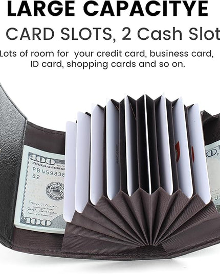 Pomelo Best Credit Card Holder RFID Wallet for Women, Small Leather Zipper Card Case with With 11 Card Slots Black
