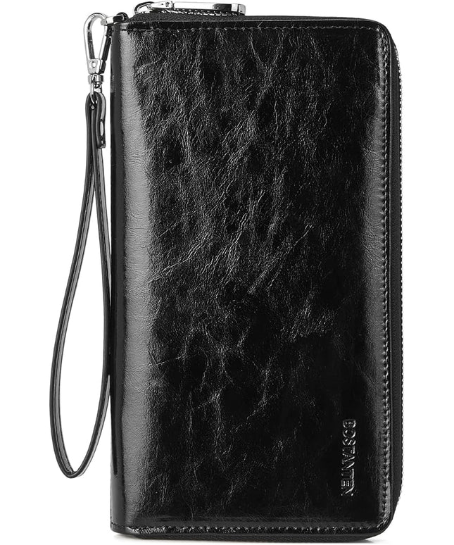 BOSTANTEN Leather Wallet for Women RFID Blocking Zip Around Credit Cards Holder Phone Clutch