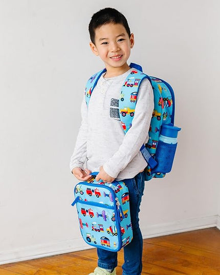 Wildkin ECO rPET Insulated Original Lunch Bag – Durable, Stylish, Ideal for School & Travel - Trains, Planes & Trucks