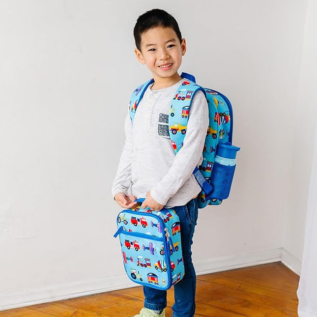 Wildkin ECO rPET Insulated Original Lunch Bag – Durable, Stylish, Ideal for School & Travel - Trains, Planes & Trucks