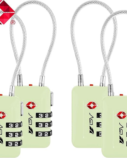 TSA Accepted Luggage Travel Lock, Set-Your-Own Combination Lock for School Gym Locker, Luggage Suitcase Baggage Locks, Filing Cabinets, Toolbox, Case (Mint Green, 4 Pack)