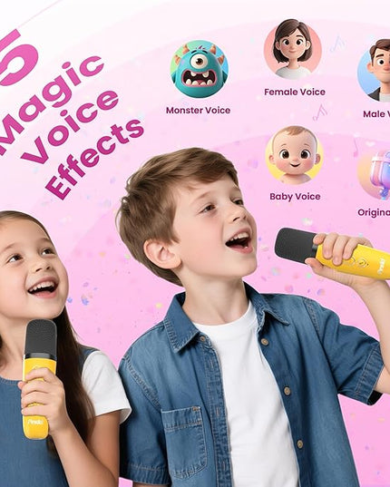 Karaoke Machine for Kids Adults, Portable Bluetooth Speaker with 2 Wireless Karaoke Microphones, 2026 TOP Birthday for Girls 3,4,5,6,8+Year Old Toddler Toys Karaoke Player(Yellow)