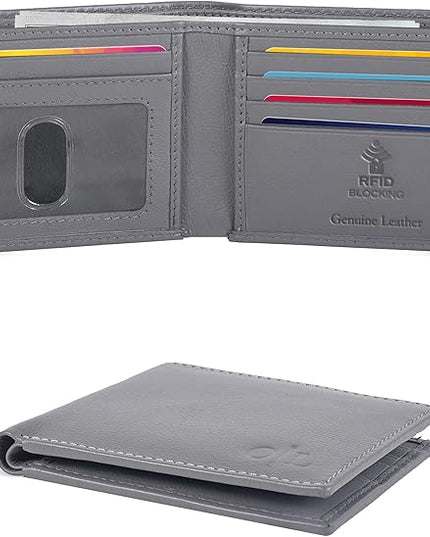 Oak Leathers Slim Leather Wallet for Men - RFID Wallets Credit Card Holder Ultra Thin Gift for Mens, Front Pocket Minimalist Design