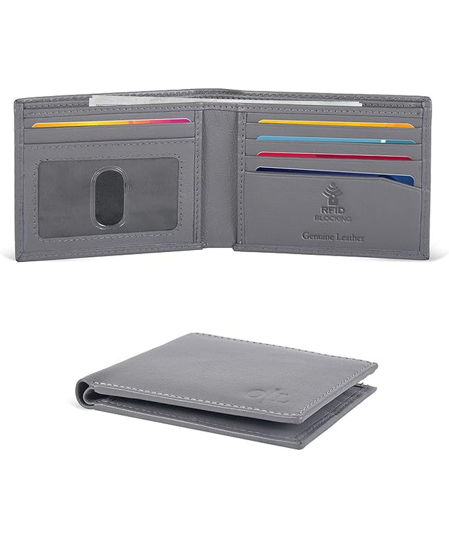 Oak Leathers Slim Leather Wallet for Men - RFID Wallets Credit Card Holder Ultra Thin Gift for Mens, Front Pocket Minimalist Design