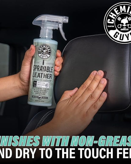 Chemical Guys Sprayable Leather Cleaner and Conditioner in One - Cleans, Conditions, and Protects Leather, Vinyl, Faux & More, Safe for Cars, Furniture & Apparel - 16 oz