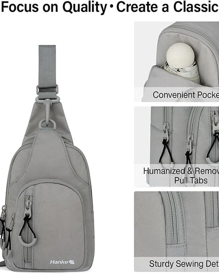 Hanke Crossbody Sling Bag for Women Men, Small & Large Casual Cross Body Sling Bags, Chest Bag for Outdoor Hiking Travel